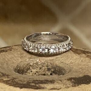 Judith Ripka Ring Size 6 Sterling Silver & CZ Band